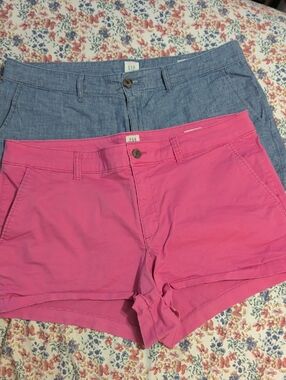 GAP Pink and Chambray Blue Women's Bermuda Shorts Duo, 3" Inseam,  Size 14